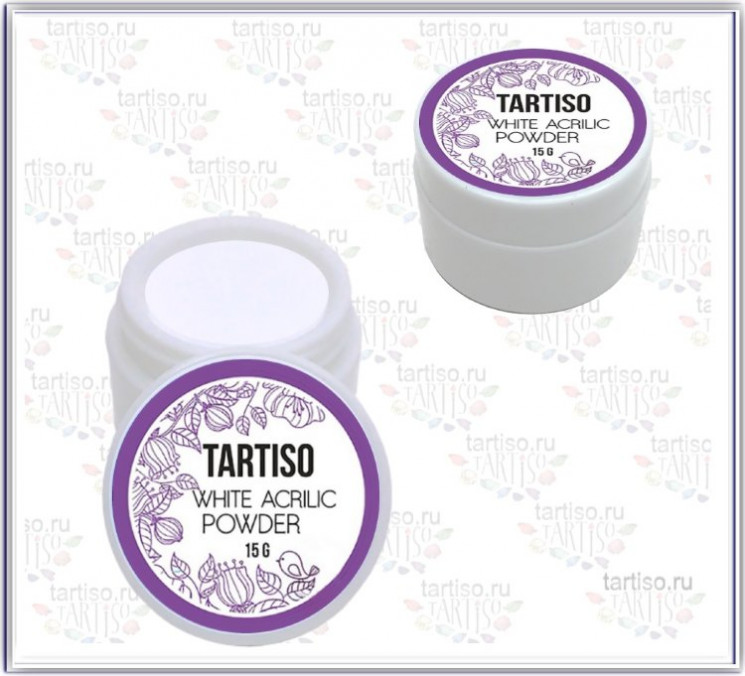 Акриловая пудра для наращивания ногтей TARTISO  White, 15 гр